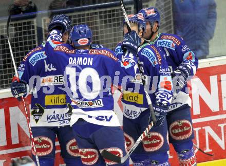 EBEL. Eishockey Bundesliga.  VSV gegen KAC.  Torjubel VSV. Villach, am 7.11.2010.
Foto: Kuess 


---
pressefotos, pressefotografie, kuess, qs, qspictures, sport, bild, bilder, bilddatenbank