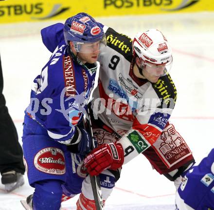 EBEL. Eishockey Bundesliga.  VSV gegen KAC. Matt Ryan  (VSV), Tyler Spurgeon (KAC). Villach, am 7.11.2010.
Foto: Kuess 


---
pressefotos, pressefotografie, kuess, qs, qspictures, sport, bild, bilder, bilddatenbank