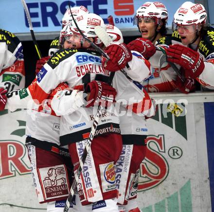 EBEL. Eishockey Bundesliga.  VSV gegen KAC.  Torjubel KAC. Villach, am 7.11.2010.
Foto: Kuess 


---
pressefotos, pressefotografie, kuess, qs, qspictures, sport, bild, bilder, bilddatenbank