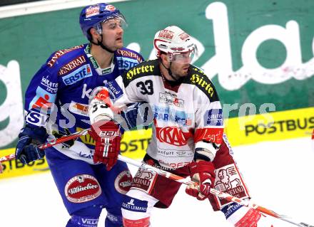 EBEL. Eishockey Bundesliga.  VSV gegen KAC. Jonathan Ferland,  (VSV), Peter Ratchuk (KAC). Villach, am 7.11.2010.
Foto: Kuess 


---
pressefotos, pressefotografie, kuess, qs, qspictures, sport, bild, bilder, bilddatenbank