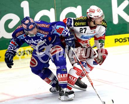 EBEL. Eishockey Bundesliga.  VSV gegen KAC.  Jonathan Ferland, (VSV), Thomas HUndertpfund (KAC). Villach, am 7.11.2010.
Foto: Kuess 


---
pressefotos, pressefotografie, kuess, qs, qspictures, sport, bild, bilder, bilddatenbank