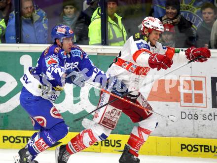 EBEL. Eishockey Bundesliga.  VSV gegen KAC. Greg Kuznik, (VSV), Mike Craig  (KAC). Villach, am 7.11.2010.
Foto: Kuess 


---
pressefotos, pressefotografie, kuess, qs, qspictures, sport, bild, bilder, bilddatenbank