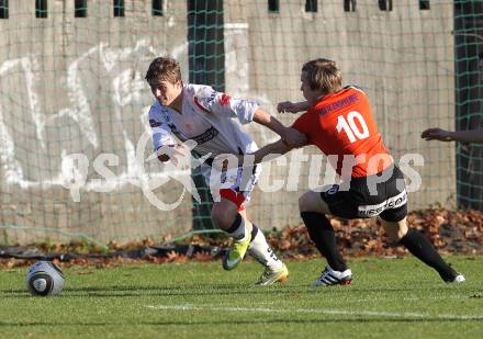 Fussball Regionalliga. SAK gegen ASK Stadtwerke Sparkasse Voitsberg. Grega Triplat (SAK), Markus Pehsl (Voitsberg). Klagenfurt, am 13.11.2010.
Foto: Kuess
---
pressefotos, pressefotografie, kuess, qs, qspictures, sport, bild, bilder, bilddatenbank