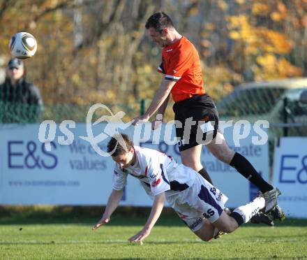 Fussball Regionalliga. SAK gegen ASK Stadtwerke Sparkasse Voitsberg. Patrick Lausegger (SAK), Walther Eccher (Voitsberg). Klagenfurt, am 13.11.2010.
Foto: Kuess
---
pressefotos, pressefotografie, kuess, qs, qspictures, sport, bild, bilder, bilddatenbank