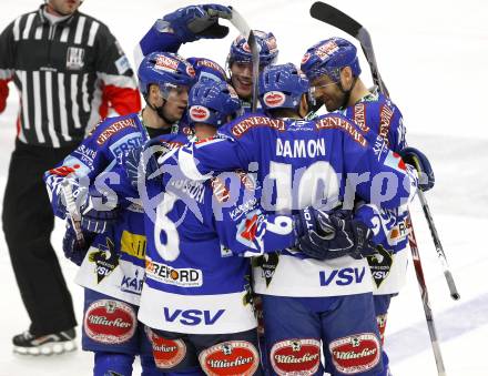 EBEL. Eishockey Bundesliga. EC Pasut VSV gegen HK Acroni Jesenice.  Torjubel VSV. Villach, am 19.11.2010.
Foto: Kuess 


---
pressefotos, pressefotografie, kuess, qs, qspictures, sport, bild, bilder, bilddatenbank