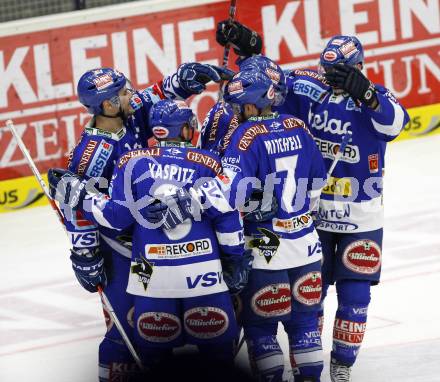 EBEL. Eishockey Bundesliga. EC Pasut VSV gegen HK Acroni Jesenice.  Torjubel VSV. Villach, am 19.11.2010.
Foto: Kuess 


---
pressefotos, pressefotografie, kuess, qs, qspictures, sport, bild, bilder, bilddatenbank