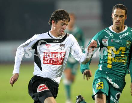 Fussball. Erste Liga. RZ Pellets WAC/St. Andrae gegen  SC Austria Lustenau. Christian Falk, (WAC), Peter Poellhuber (Lustenau). Wolfsberg, 19.11.2010. 
Foto: Kuess

---
pressefotos, pressefotografie, kuess, qs, qspictures, sport, bild, bilder, bilddatenbank