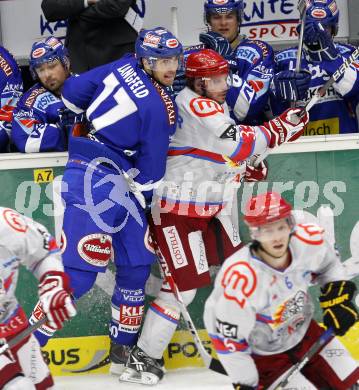 EBEL. Eishockey Bundesliga. EC Pasut VSV gegen HK Acroni Jesenice.  LANGFELD Joshua (VSV),  WERNER Eric (Jesenice). Villach, am 19.11.2010.
Foto: Kuess 


---
pressefotos, pressefotografie, kuess, qs, qspictures, sport, bild, bilder, bilddatenbank