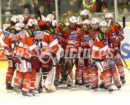 EBEL. Eishockey Bundesliga. KAC gegen EC Red Bull Salzburg. Jubel KAC. Klagenfurt, am 21.11.2010.
Foto: Kuess 

---
pressefotos, pressefotografie, kuess, qs, qspictures, sport, bild, bilder, bilddatenbank