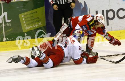 EBEL. Eishockey Bundesliga. KAC gegen EC Red Bull Salzburg. SPURGEON Tyler (KAC), AUBIN Brent (EC Red Bull Salzburg). Klagenfurt, am 21.11.2010.
Foto: Kuess 

---
pressefotos, pressefotografie, kuess, qs, qspictures, sport, bild, bilder, bilddatenbank