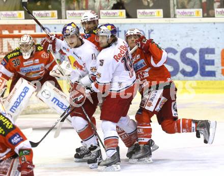 EBEL. Eishockey Bundesliga. KAC gegen EC Red Bull Salzburg. Rene Swette, Sean Brown, Kirk Furey, (KAC), Steven Regier, Manuel Latusa (EC Red Bull Salzburg). Klagenfurt, am 21.11.2010.
Foto: Kuess 

---
pressefotos, pressefotografie, kuess, qs, qspictures, sport, bild, bilder, bilddatenbank