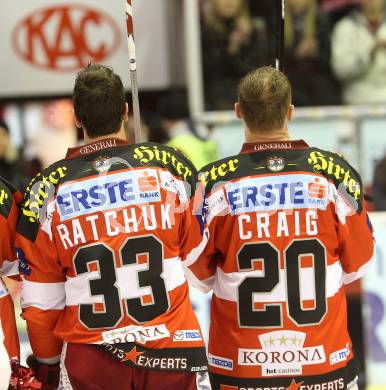 EBEL. Eishockey Bundesliga. KAC gegen EC Red Bull Salzburg. Peter Ratchuk, Mike Craig (KAC). Klagenfurt, am 21.11.2010.
Foto: Kuess 

---
pressefotos, pressefotografie, kuess, qs, qspictures, sport, bild, bilder, bilddatenbank