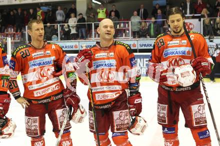 EBEL. Eishockey Bundesliga. KAC gegen HK Acroni Jesenice. Mike Craig, Jeff Shantz, Christoph Brandner (KAC). Klagenfurt, am 10.10.2010.
Foto: Kuess 

---
pressefotos, pressefotografie, kuess, qs, qspictures, sport, bild, bilder, bilddatenbank