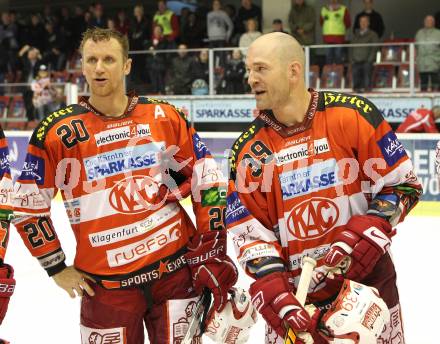 EBEL. Eishockey Bundesliga. KAC gegen HK Acroni Jesenice. Mike Craig, Jeff Shantz (KAC). Klagenfurt, am 10.10.2010.
Foto: Kuess 

---
pressefotos, pressefotografie, kuess, qs, qspictures, sport, bild, bilder, bilddatenbank