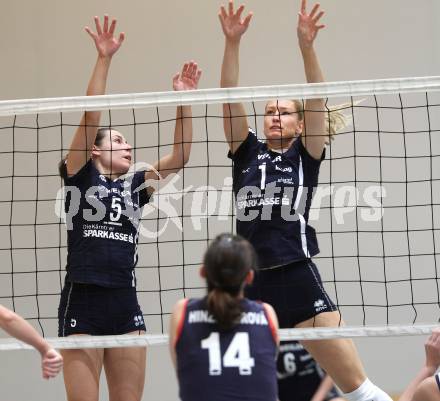 Volleyball MEL. ATSC Wildcats Klagenfurt gegen Slavia UK Bratislava. Malgorzata Goeschl,  Maja Gustin (Wildcats). Klagenfurt, 20.11.2010.
Foto: Kuess
---
pressefotos, pressefotografie, kuess, qs, qspictures, sport, bild, bilder, bilddatenbank