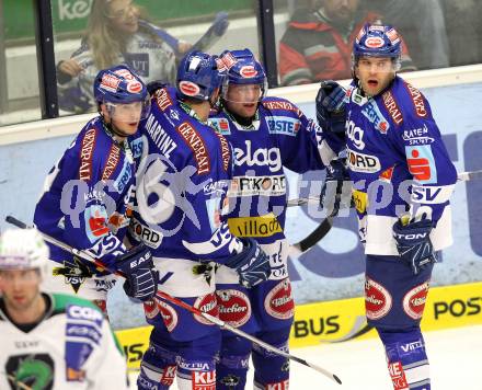 EBEL. Eishockey Bundesliga. EC Pasut VSV gegen HDD TILIA Olimpija Ljubljana.  Torjubel VSV. Villach, am 26.11.2010.
Foto: Kuess 


---
pressefotos, pressefotografie, kuess, qs, qspictures, sport, bild, bilder, bilddatenbank