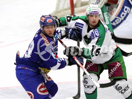 EBEL. Eishockey Bundesliga. EC Pasut VSV gegen HDD TILIA Olimpija Ljubljana. Matt Ryan (VSV), MUSIC Ales (Laibach). Villach, am 26.11.2010.
Foto: Kuess 


---
pressefotos, pressefotografie, kuess, qs, qspictures, sport, bild, bilder, bilddatenbank