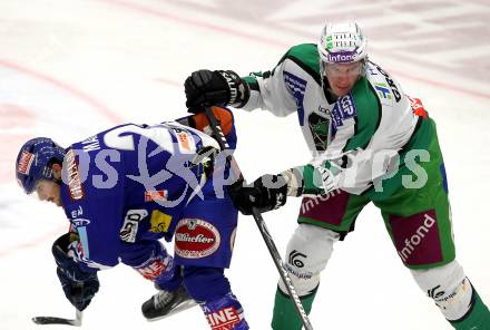 EBEL. Eishockey Bundesliga. EC Pasut VSV gegen HDD TILIA Olimpija Ljubljana. MARTINZ Christof (VSV), GROZNIK Bostjan (Laibach). Villach, am 26.11.2010.
Foto: Kuess 


---
pressefotos, pressefotografie, kuess, qs, qspictures, sport, bild, bilder, bilddatenbank