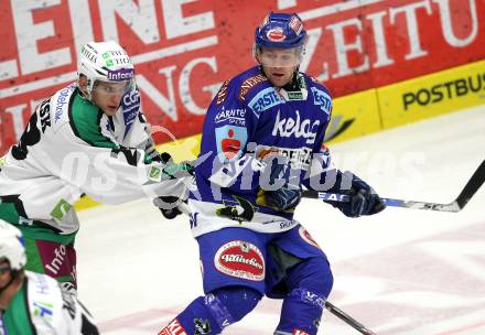 EBEL. Eishockey Bundesliga. EC Pasut VSV gegen HDD TILIA Olimpija Ljubljana.  Roland Kaspitz (VSV), BERLISK Nejc (Laibach). Villach, am 26.11.2010.
Foto: Kuess 


---
pressefotos, pressefotografie, kuess, qs, qspictures, sport, bild, bilder, bilddatenbank