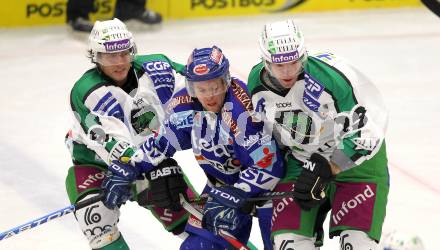 EBEL. Eishockey Bundesliga. EC Pasut VSV gegen HDD TILIA Olimpija Ljubljana. Roland Kaspitz, (VSV), ROPRET Anze, HENRY Burke  (Laibach). Villach, am 26.11.2010.
Foto: Kuess 


---
pressefotos, pressefotografie, kuess, qs, qspictures, sport, bild, bilder, bilddatenbank