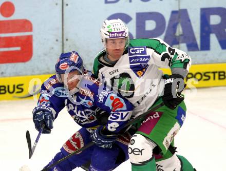 EBEL. Eishockey Bundesliga. EC Pasut VSV gegen HDD TILIA Olimpija Ljubljana.  Roland Kaspitz, (VSV), ROPRET Anze, (Laibach). Villach, am 26.11.2010.
Foto: Kuess 


---
pressefotos, pressefotografie, kuess, qs, qspictures, sport, bild, bilder, bilddatenbank