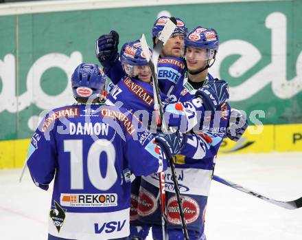 EBEL. Eishockey Bundesliga. EC Pasut VSV gegen HDD TILIA Olimpija Ljubljana. Torjubel Martin, Andreas Kristler, Kevin Mitchell (VSV). Villach, am 26.11.2010.
Foto: Kuess 


---
pressefotos, pressefotografie, kuess, qs, qspictures, sport, bild, bilder, bilddatenbank