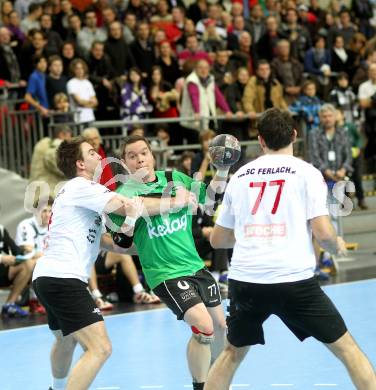 Handball Bundesliga. HC Kaernten gegen SC Ferlach. Florian Pontasch-Mueller, (HCK), Daniel Plesej, Wolfgang Fuerstler (Ferlach). Klagenfurt, 27.11.2010.
Foto: Kuess
---
pressefotos, pressefotografie, kuess, qs, qspictures, sport, bild, bilder, bilddatenbank