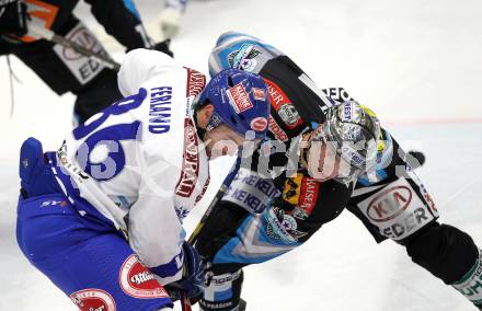 EBEL. Eishockey Bundesliga. EC Pasut VSV gegen EHC LIWEST Linz.  Jonathan Ferland, (VSV), Daniel Oberkofler (Linz). Villach, am 3.12.2010.
Foto: Kuess 


---
pressefotos, pressefotografie, kuess, qs, qspictures, sport, bild, bilder, bilddatenbank