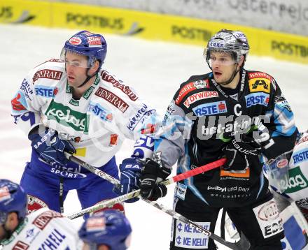 EBEL. Eishockey Bundesliga. EC Pasut VSV gegen EHC LIWEST Linz.  Tomaz Razingar, (VSV), Philipp Lukas (Linz). Villach, am 3.12.2010.
Foto: Kuess 


---
pressefotos, pressefotografie, kuess, qs, qspictures, sport, bild, bilder, bilddatenbank