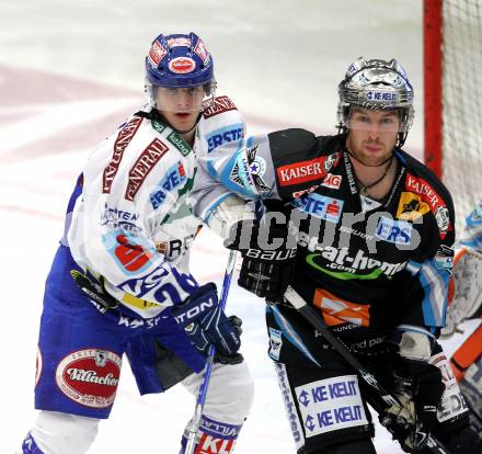 EBEL. Eishockey Bundesliga. EC Pasut VSV gegen EHC LIWEST Linz.  Christof Martinz, (VSV), Aaron McKenzie (Linz). Villach, am 3.12.2010.
Foto: Kuess 


---
pressefotos, pressefotografie, kuess, qs, qspictures, sport, bild, bilder, bilddatenbank