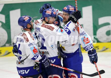 EBEL. Eishockey Bundesliga. EC Pasut VSV gegen EHC LIWEST Linz.  Torjubel VSV. Villach, am 3.12.2010.
Foto: Kuess 


---
pressefotos, pressefotografie, kuess, qs, qspictures, sport, bild, bilder, bilddatenbank