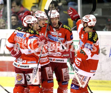 EBEL. Eishockey Bundesliga. KAC gegen HDD TILIA Olimpija Ljubljana. Torjubel KAC. Klagenfurt, am 5.12.2010.
Foto: Kuess 

---
pressefotos, pressefotografie, kuess, qs, qspictures, sport, bild, bilder, bilddatenbank