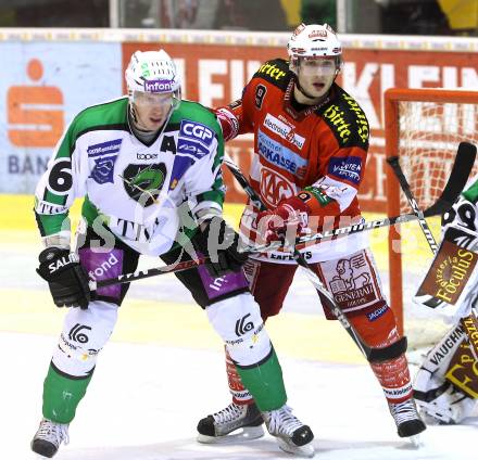 EBEL. Eishockey Bundesliga. KAC gegen HDD TILIA Olimpija Ljubljana. Tyler Spurgeon, (KAC), Bostjan Groznik (Laibach). Klagenfurt, am 5.12.2010.
Foto: Kuess 

---
pressefotos, pressefotografie, kuess, qs, qspictures, sport, bild, bilder, bilddatenbank