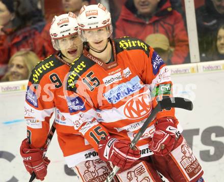 EBEL. Eishockey Bundesliga. KAC gegen HDD TILIA Olimpija Ljubljana. Tyler Spurgeon, Paul Schellander (KAC). Klagenfurt, am 5.12.2010.
Foto: Kuess 

---
pressefotos, pressefotografie, kuess, qs, qspictures, sport, bild, bilder, bilddatenbank