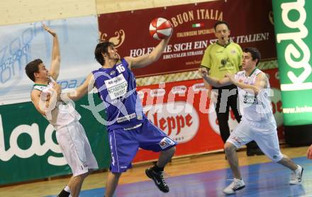 Basketball Bundesliga. Woerthersee Piraten gegen Allianz Swans Gmunden.  Martin Breithuber, Marco Breithuber  (Piraten),  Dan Oppland (Gmunden). Klagenfurt, 4.12.2010.
Foto:  Kuess

---
pressefotos, pressefotografie, kuess, qs, qspictures, sport, bild, bilder, bilddatenbank