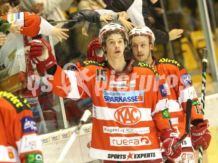 EBEL. Eishockey Bundesliga. KAC gegen HDD TILIA Olimpija Ljubljana. Paul Schellander, Johannes Kirisits (KAC). Klagenfurt, am 5.12.2010.
Foto: Kuess 

---
pressefotos, pressefotografie, kuess, qs, qspictures, sport, bild, bilder, bilddatenbank