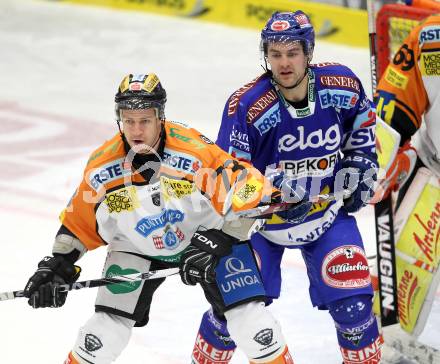 EBEL. Eishockey Bundesliga. EC Pasut VSV gegen  Graz 99ers.  Jonathan Ferland, (VSV), Nick Kuiper (Graz). Villach, am 10.12.2010.
Foto: Kuess 


---
pressefotos, pressefotografie, kuess, qs, qspictures, sport, bild, bilder, bilddatenbank