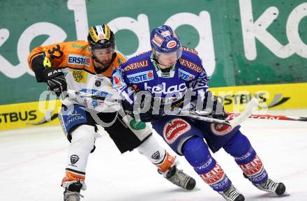 EBEL. Eishockey Bundesliga. EC Pasut VSV gegen  Graz 99ers. Michael Raffl, (VSV), Jean Philippe Pare  (Graz). Villach, am 10.12.2010.
Foto: Kuess 


---
pressefotos, pressefotografie, kuess, qs, qspictures, sport, bild, bilder, bilddatenbank