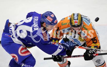 EBEL. Eishockey Bundesliga. EC Pasut VSV gegen  Graz 99ers.  Jonathan Ferland, (VSV), Matthias Iberer (Graz). Villach, am 10.12.2010.
Foto: Kuess 


---
pressefotos, pressefotografie, kuess, qs, qspictures, sport, bild, bilder, bilddatenbank