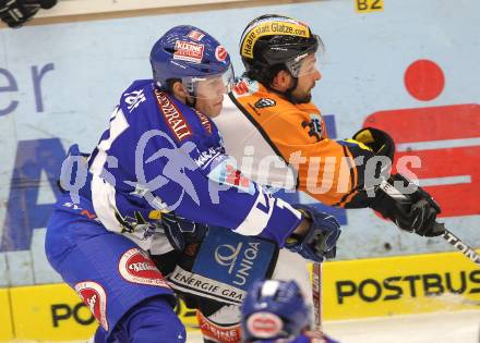 EBEL. Eishockey Bundesliga. EC Rekordfenster VSV gegen  Moser Medical Graz 99ers.  Nico Toff (VSV), Jean Philippe Pare (Graz). Villach, am 10.12.2010.
Foto: Kuess 


---
pressefotos, pressefotografie, kuess, qs, qspictures, sport, bild, bilder, bilddatenbank