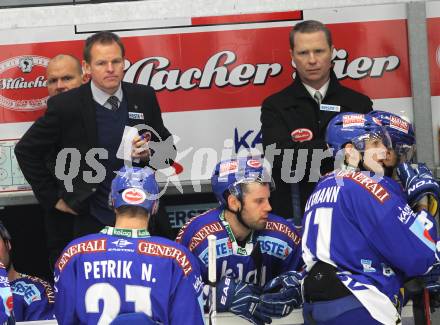 EBEL. Eishockey Bundesliga. EC Rekordfenster VSV gegen  Moser Medical Graz 99ers.  Trainer Johan Stroemwall, Co-Trainer Mike Stewart (VSV). Villach, am 10.12.2010.
Foto: Kuess 


---
pressefotos, pressefotografie, kuess, qs, qspictures, sport, bild, bilder, bilddatenbank