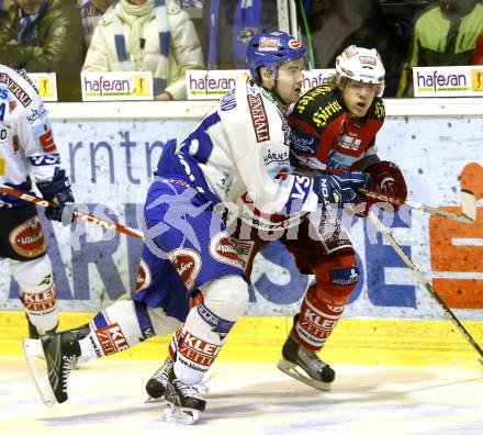 EBEL. Eishockey Bundesliga. KAC gegen VSV. Markus Pirmann, (KAC), Jonathan Ferland (VSV). Klagenfurt, am 21.12.2010.
Foto: Kuess 

---
pressefotos, pressefotografie, kuess, qs, qspictures, sport, bild, bilder, bilddatenbank