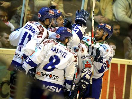 EBEL. Eishockey Bundesliga. KAC gegen VSV. Torjubel VSV. Klagenfurt, am 21.12.2010.
Foto: Kuess 

---
pressefotos, pressefotografie, kuess, qs, qspictures, sport, bild, bilder, bilddatenbank