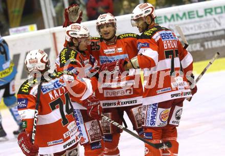 EBEL. Eishockey Bundesliga. EC KAC gegen EHC LIWEST Black Wings Linz. Torjubel KAC. Klagenfurt, am 23.12.2010.
Foto: Kuess 

---
pressefotos, pressefotografie, kuess, qs, qspictures, sport, bild, bilder, bilddatenbank