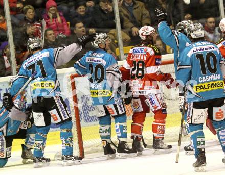 EBEL. Eishockey Bundesliga. EC KAC gegen EHC LIWEST Black Wings Linz. Torjubel Linz. Klagenfurt, am 23.12.2010.
Foto: Kuess 

---
pressefotos, pressefotografie, kuess, qs, qspictures, sport, bild, bilder, bilddatenbank