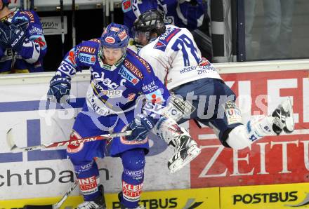 EBEL. Eishockey Bundesliga. EC Pasut VSV gegen  Alba Volan SAPA Fehervar AV19.  Jonathan Ferland, (VSV), Artyom Vaszjunyin (Alba Volan). Villach, am 26.12.2010.
Foto: Kuess 


---
pressefotos, pressefotografie, kuess, qs, qspictures, sport, bild, bilder, bilddatenbank