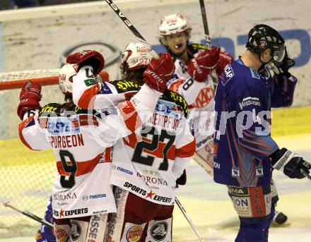 EBEL. Eishockey Bundesliga. EC KAC gegen Alba Volan SAPA Fehervar AV19. Torjubel KAC. Klagenfurt, am 28.12.2010.
Foto: Kuess 

---
pressefotos, pressefotografie, kuess, qs, qspictures, sport, bild, bilder, bilddatenbank