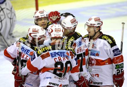 EBEL. Eishockey Bundesliga. EC KAC gegen Alba Volan SAPA Fehervar AV19. Torjubel KAC. Klagenfurt, am 28.12.2010.
Foto: Kuess 

---
pressefotos, pressefotografie, kuess, qs, qspictures, sport, bild, bilder, bilddatenbank