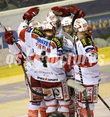 EBEL. Eishockey Bundesliga. EC KAC gegen Alba Volan SAPA Fehervar AV19. Torjubel KAC. Klagenfurt, am 28.12.2010.
Foto: Kuess 

---
pressefotos, pressefotografie, kuess, qs, qspictures, sport, bild, bilder, bilddatenbank