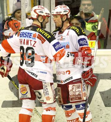 EBEL. Eishockey Bundesliga. EC KAC gegen Alba Volan SAPA Fehervar AV19. Torjubel Jeff Shantz, Mike Craig (KAC). Klagenfurt, am 28.12.2010.
Foto: Kuess 

---
pressefotos, pressefotografie, kuess, qs, qspictures, sport, bild, bilder, bilddatenbank